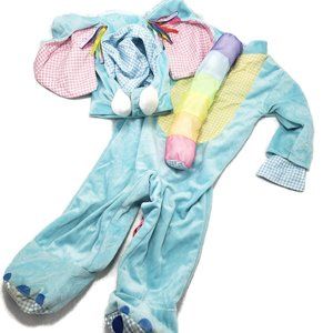 Pastel Rainbow Elephant Baby Costume 6M-12M Rubies Halloween Footie Bodysuit Hat